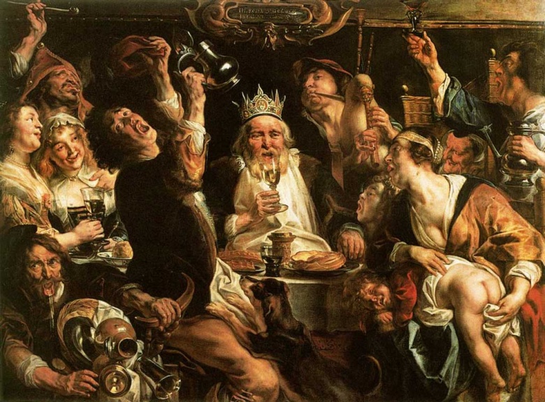 Якоб Йорданс «Бобовый король» («Король пьёт!»). Вариант из  Королевского музея изящных искусств в Брюсселе