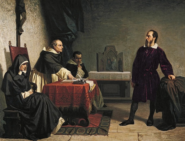 Галилей перед Инквизицией. Картина Кристиано Банти, 1857