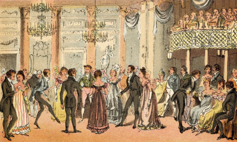 Бал в лондонском светском клубе Almack’s. Рисунок Джорджа Крукшенка, 1821