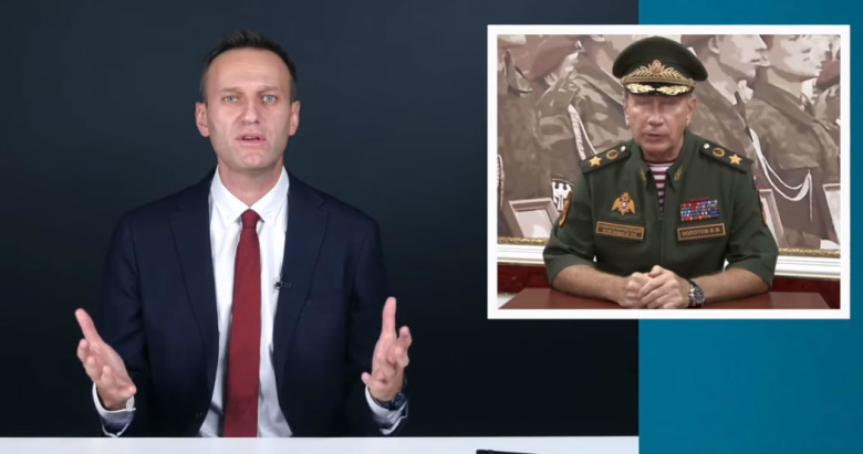 Алексей Навальный отвечает Виктору Золотову. Фото: youtube.com