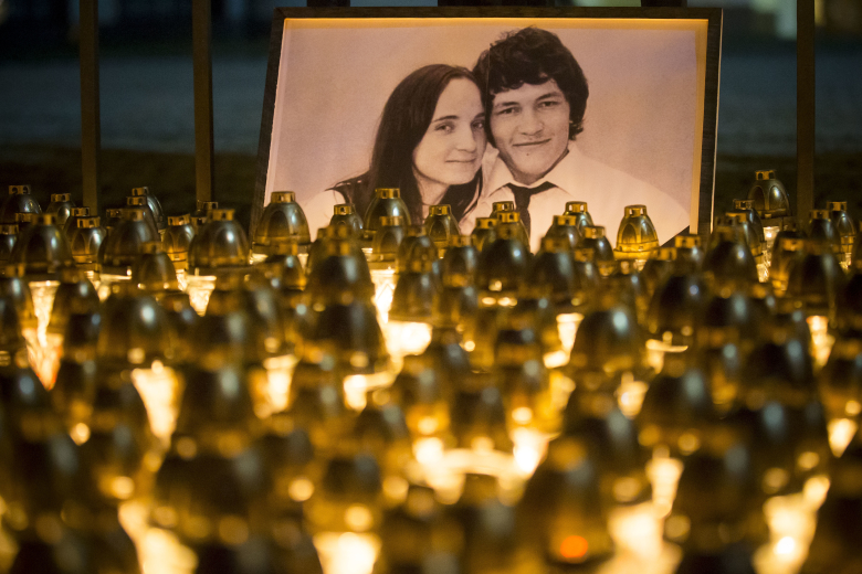 Акция памяти убитого журналиста Яна Кучака в Братиславе. Фото: Bundas Engler / AP / TASS