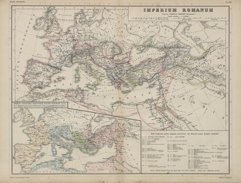 Карта Римской империи из атласа «Atlas antiquus. Zwölf Karten zur Alten Geschichte» изд. 1870 г. — источник: Государственный Архив в Познани