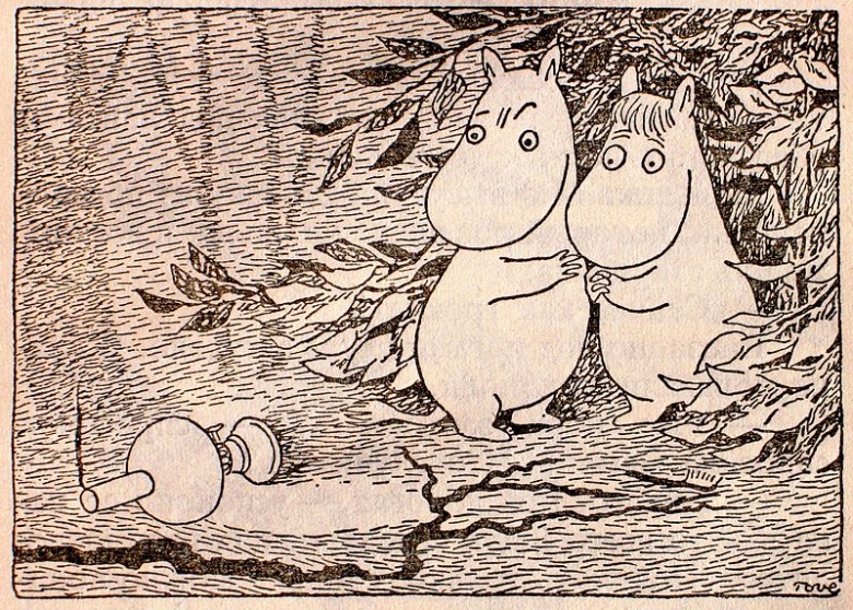 Муми-тролль и фрёкен Снорк. Рисунок Туве Янссон (1957)