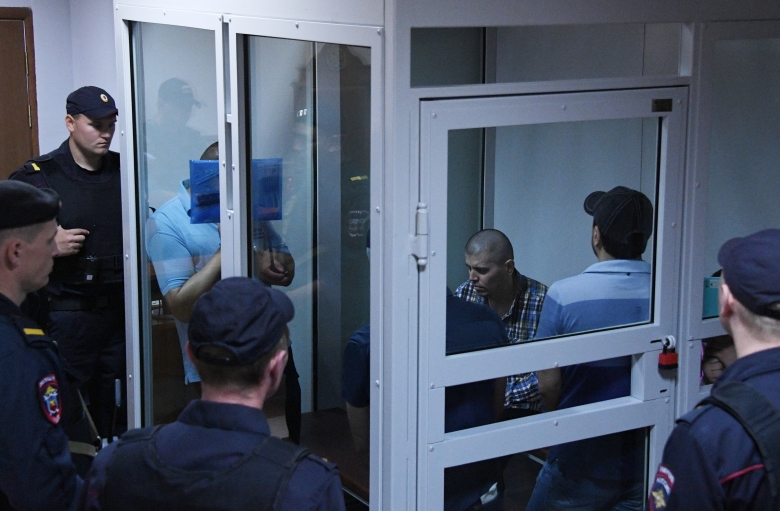 Члены банды ГТА/GTA, обвиняемые в серии убийств водителей. Фото: Григорий Сысоев / РИА Новости