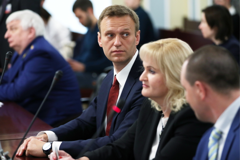 Алексей Навальный на рассмотрении вопроса о пересмотре приговора. Фото: ТАСС