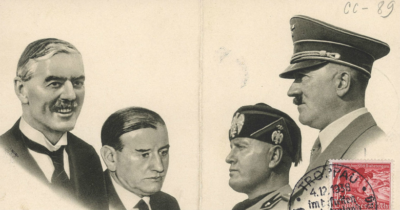 Открытка, приуроченная к Мюнхенскому соглашению 1938 года. Иллюстрация: wikipedia.org