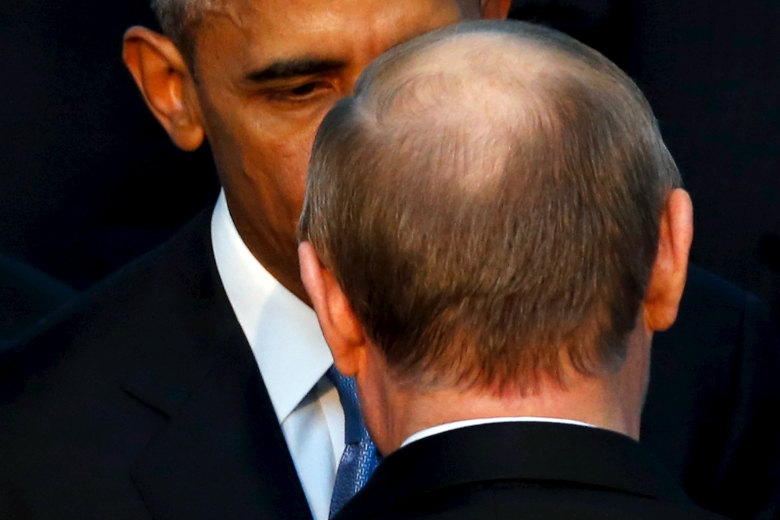 Барак Обама и Владимир Путин на саммите в Турции, 2015 год