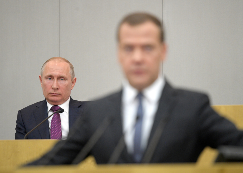 Владимир Путин и Дмитрий Медведев. Фото: Alexei Druzhinin / Kremlin / Sputnik / Reuters