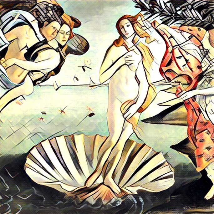 «Рождение Венеры» Боттичелли с фильтром Vassily Kandinsky.