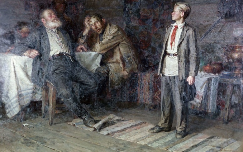 Павлик Морозов — относительно редкий пример "идейного" доносчика (на картине Никиты Чебакова, 1952).