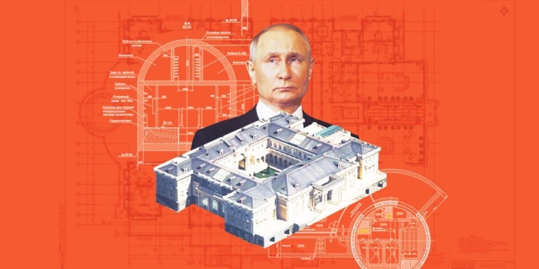 Коллаж на тему «бункерной» части «дворца Путина» под Геленджиком