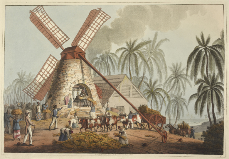 Сахарная плантация в британской колонии Антигуа, XVIII в.