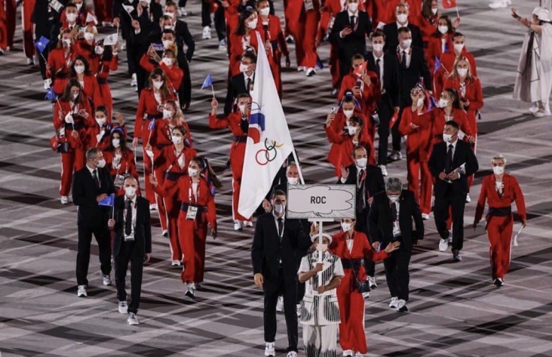 Российская сборная на открытии Олимпиады-2020 в Токио 23 июля 2021 года