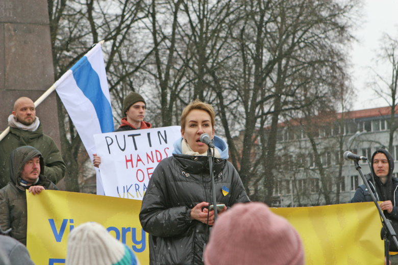 Акция россиян против российской агрессии и в поддержку Украины в Вильнюсе