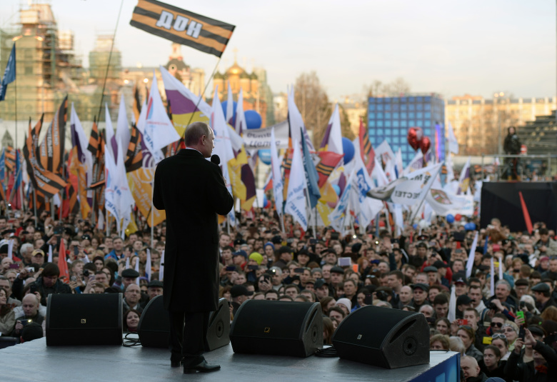 Владимир Путин на митинге-концерте, посвященном годовщине воссоединения Крыма с Россией. Фото: Алексей Никольский / РИА Новости