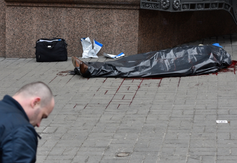 Место убийства бывшего депутата Государственной думы РФ Дениса Вороненкова в Киеве. Фото: РИА Новости
