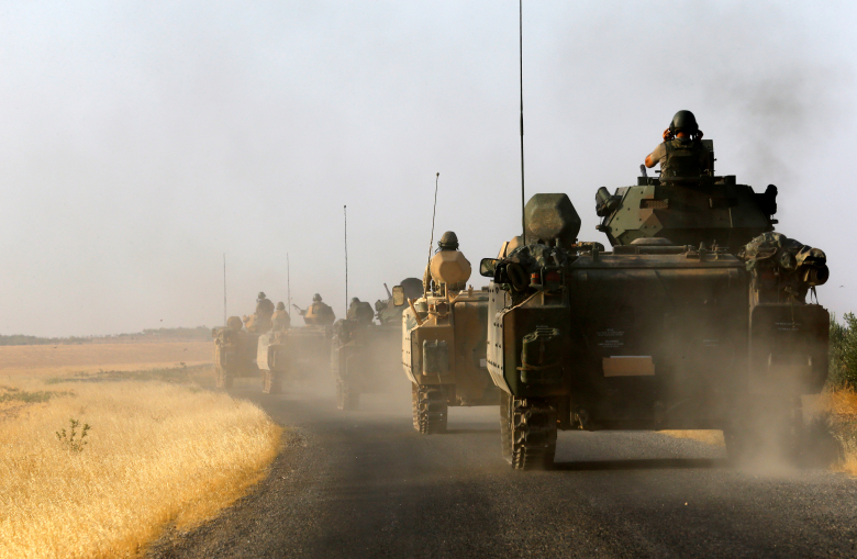 Турецкие военные на турецко-сирийской границе в юго-восточной провинции Газиантеп, Турция