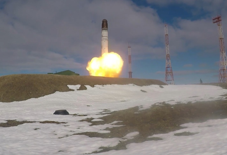 Пуск ракеты «Сармат» в апреле 2022 года