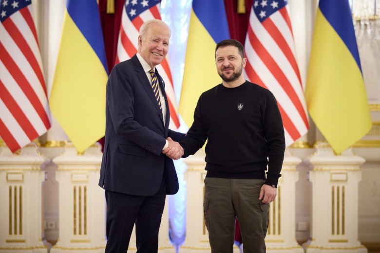 Джо Байден и Владимир Зеленский в Киеве, 20 февраля 2023 года