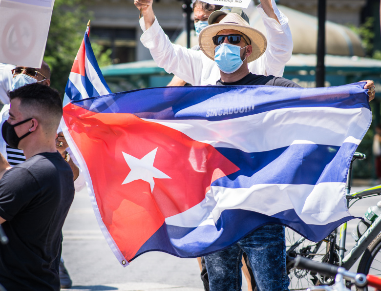 Протесты против санкций, направленных на Кубу, в Нью-Йорке. Фото: Keystone Press Agency / Global Look Press