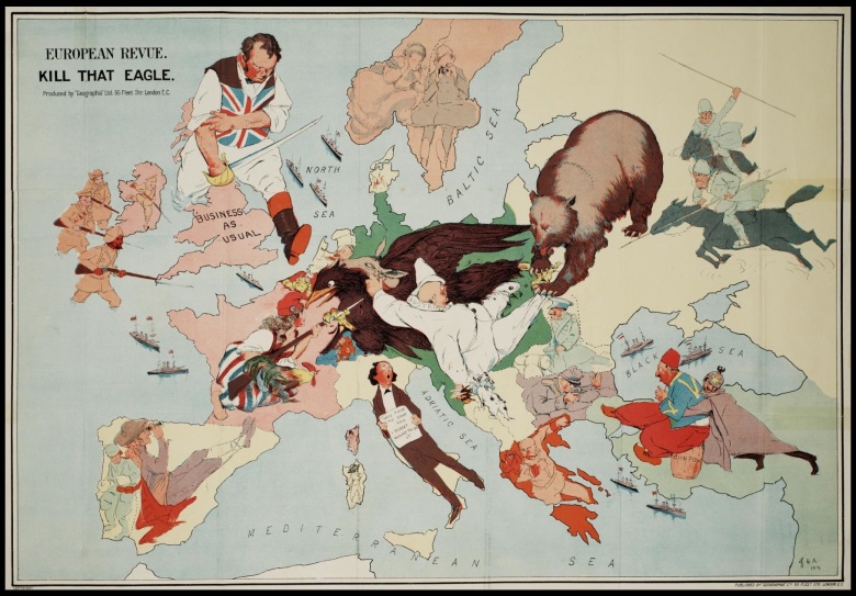 Сатирическая карта Европы, 1914