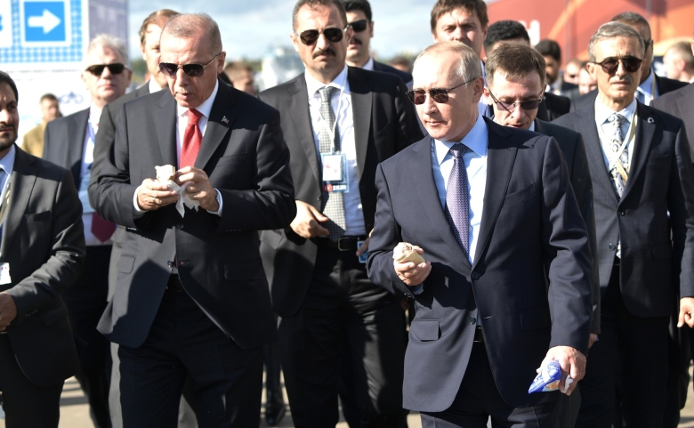 Реджеп Тайип Эрдоган и Владимир Путин во время посещения салона «МАКС-2019». Фото: kremlin.ru