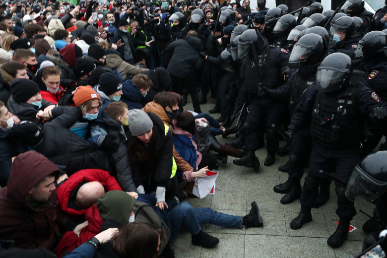 Митинг на Пушкинской площади, где проходит акция в поддержку Алексея Навального. Фото: Михаил Терещенко / ТАСС