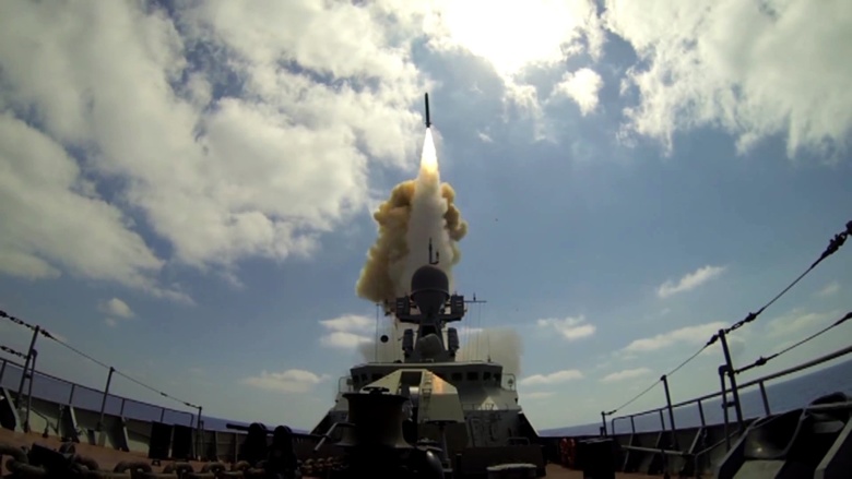 Пуск крылатых ракет «Калибр» по объектам из акватории Средиземного моря. Фото: РИА Новости
