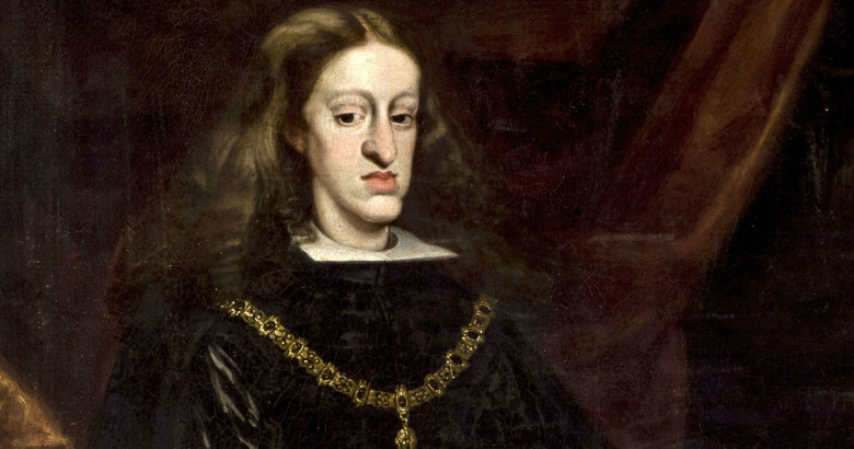 Карл II, последний король Испании из династии Габсбургов. Специфическое строение нижней части лица — "габсбургская челюсть" — фамильный генетический дефект, результат многих поколений близкородственных браков.