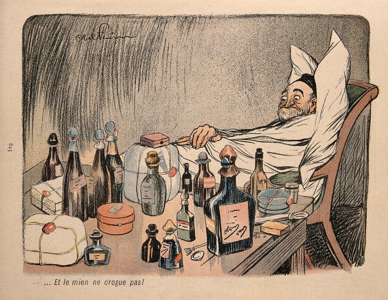 Эти лекарства не помогают! Карикатура Абеля Февра, 1902