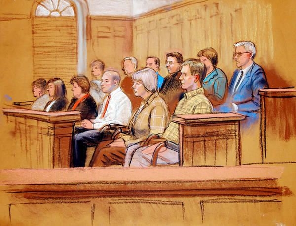 Присяжные во время судебного процесса. Иллюстрация: Scott Snow